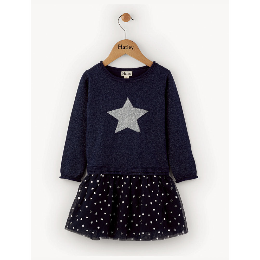 Girls Navy Twilight Drop Waist Dress