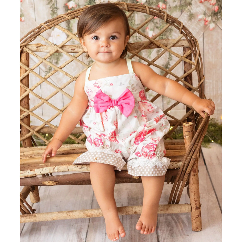Baby Girls English Rose Bubble Romper
