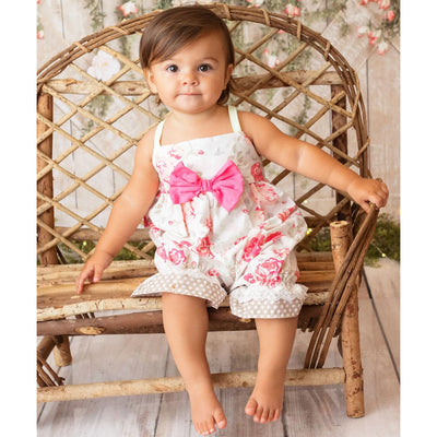 Baby Girls English Rose Bubble Romper
