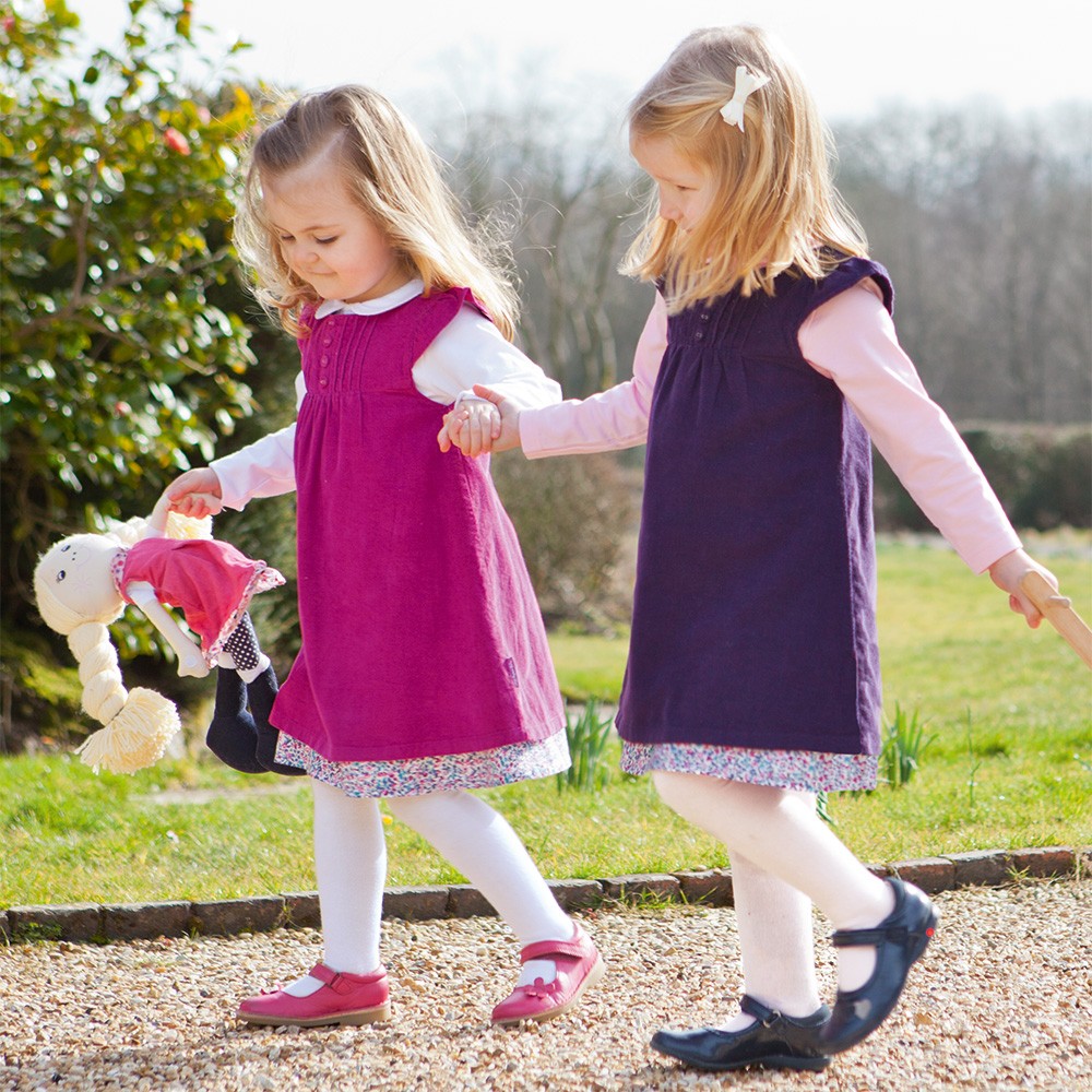 Girls Pretty Raspberry Cord Dress