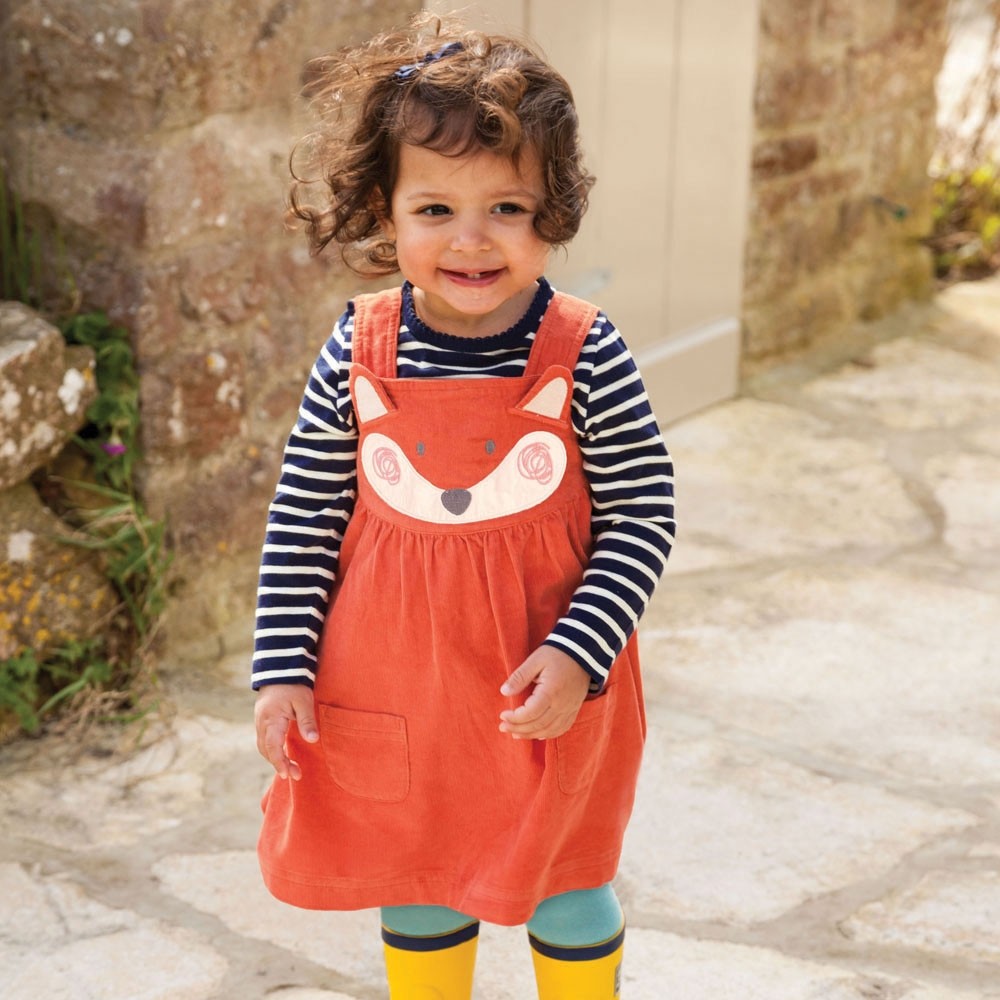 Girls Fox Cord Jumper Dress