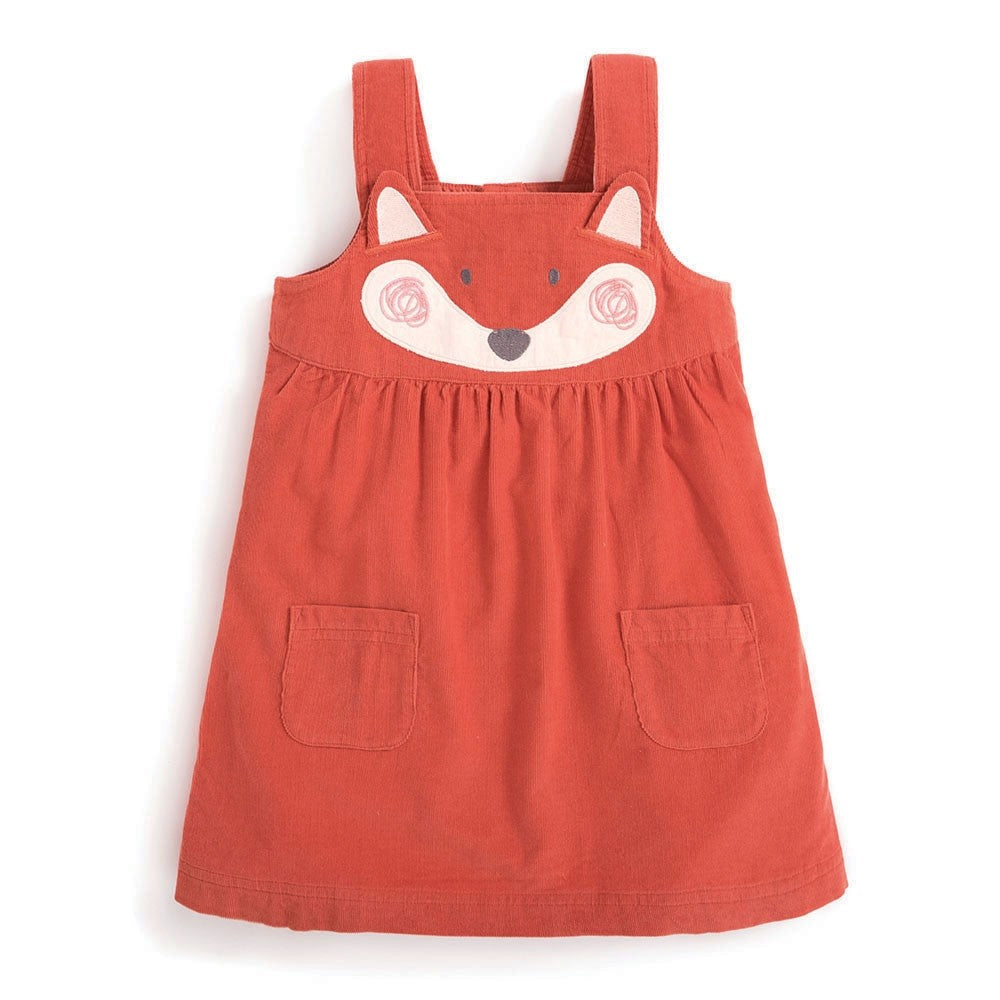 Girls Fox Cord Jumper Dress