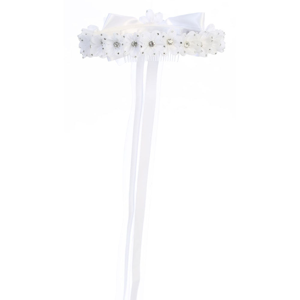 White Communion Gem Flower Crown