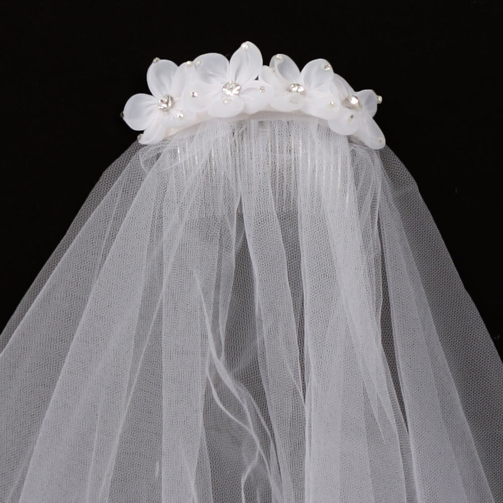 White Communion Flower Comb Veil