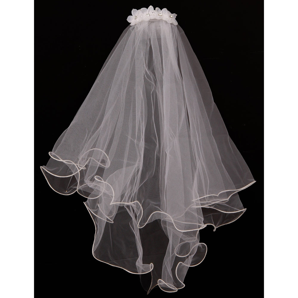 White Communion Flower Comb Veil