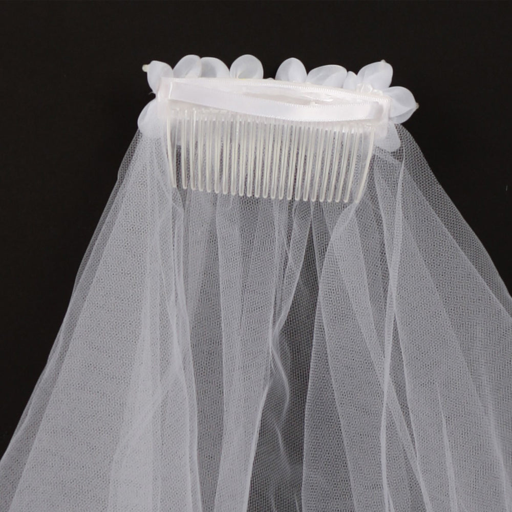 White Communion Flower Comb Veil
