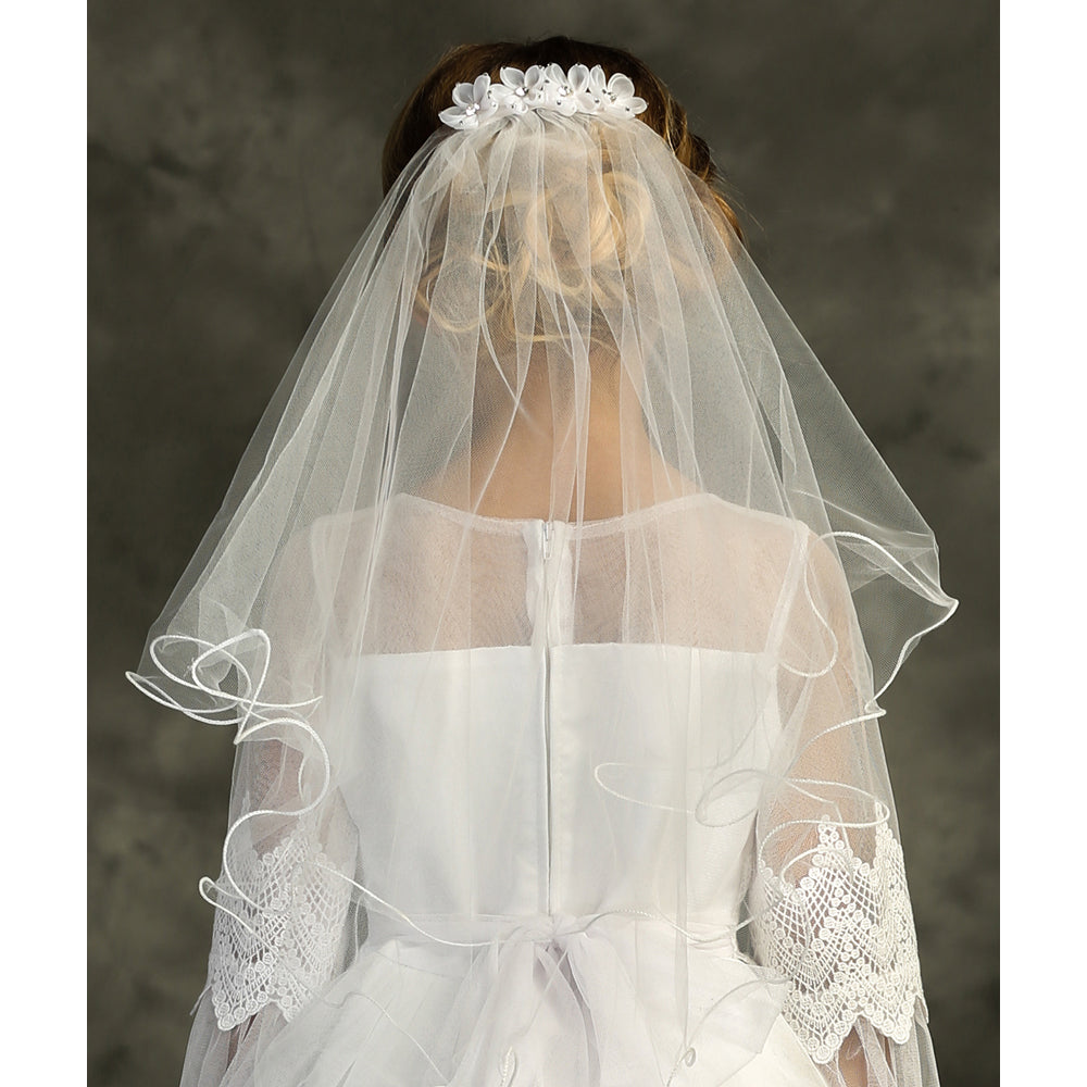 White Communion Flower Comb Veil