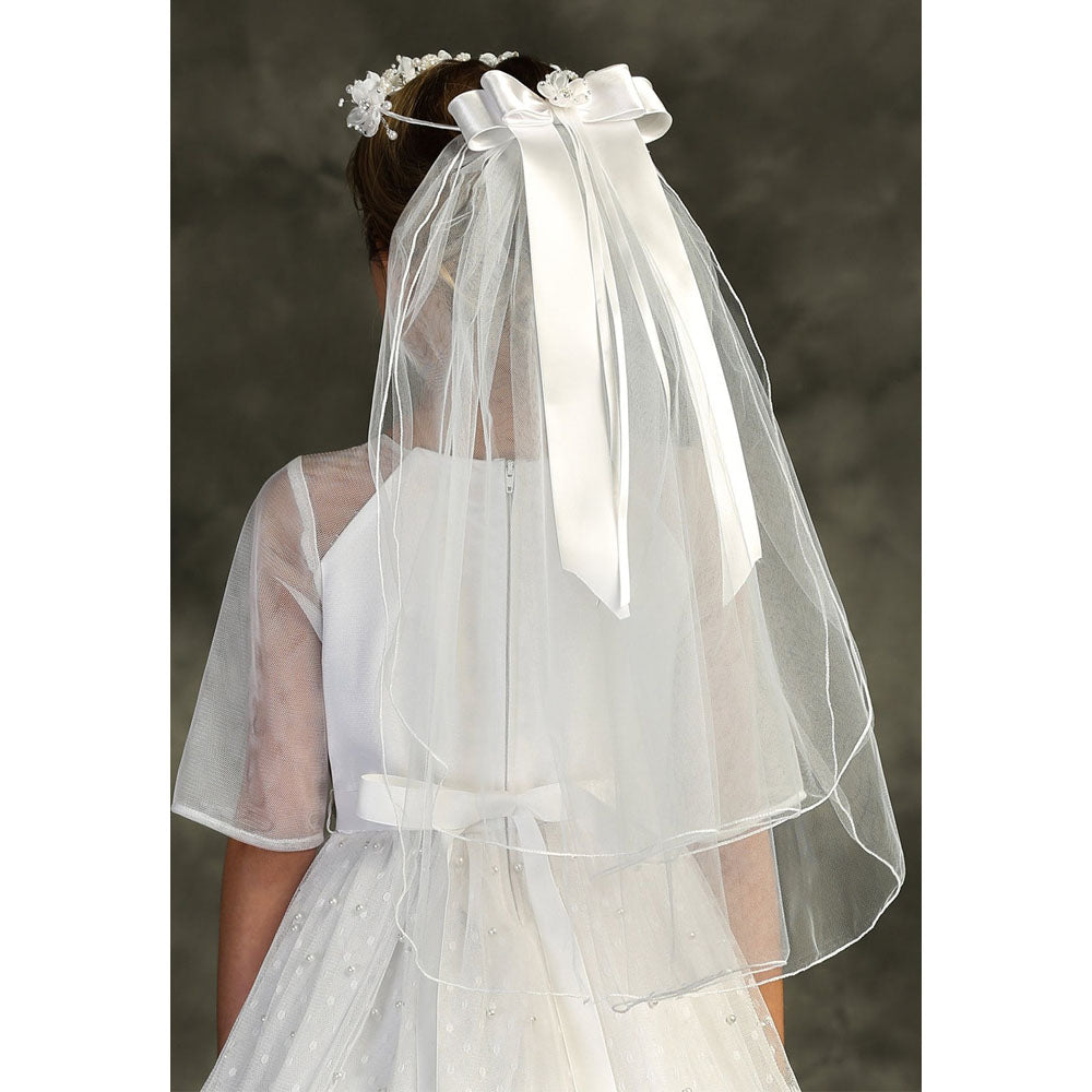White Communion Flower Pearl Crown Veil