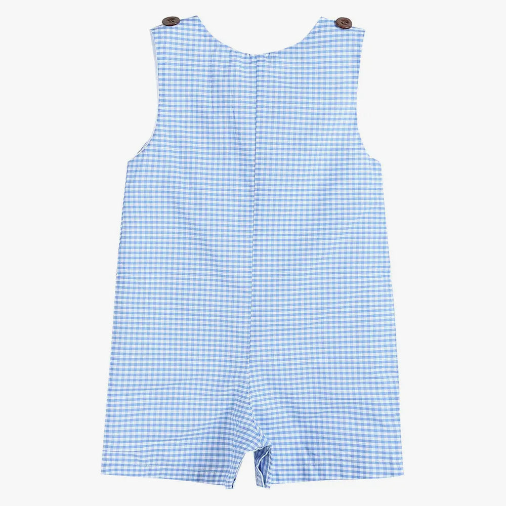 Blue Gingham Puppy Shortalls