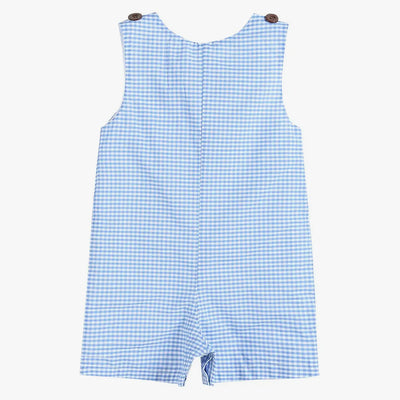 Blue Gingham Puppy Shortalls