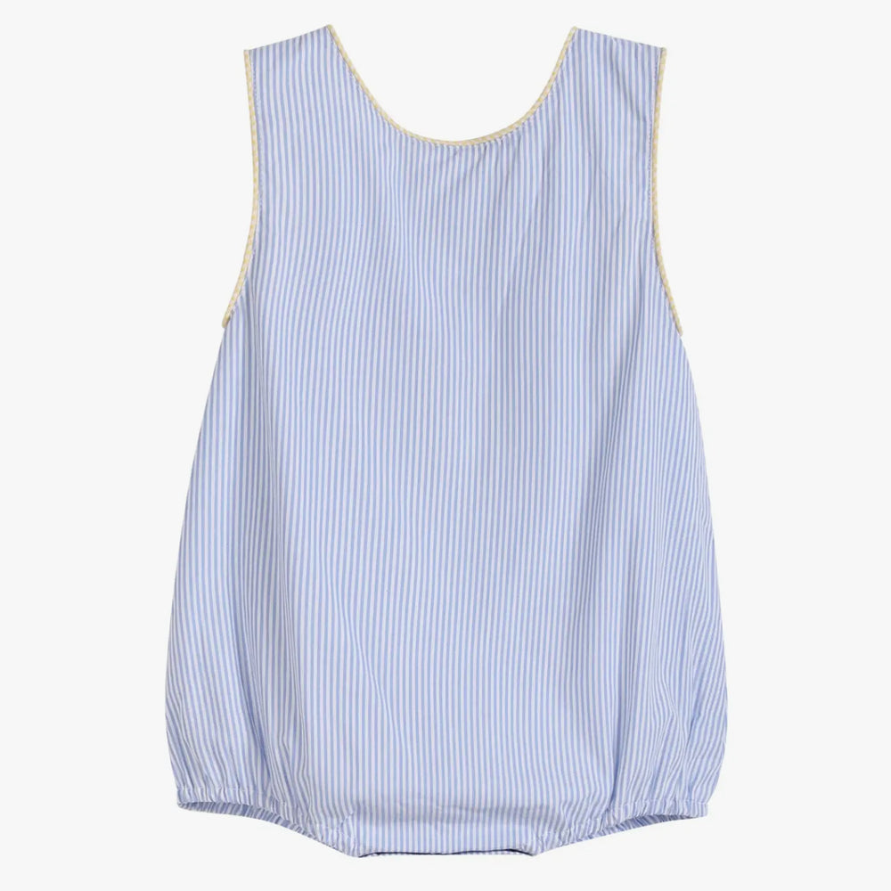 Baby Boys Blue Stripe Birthday Balloon Truck Romper