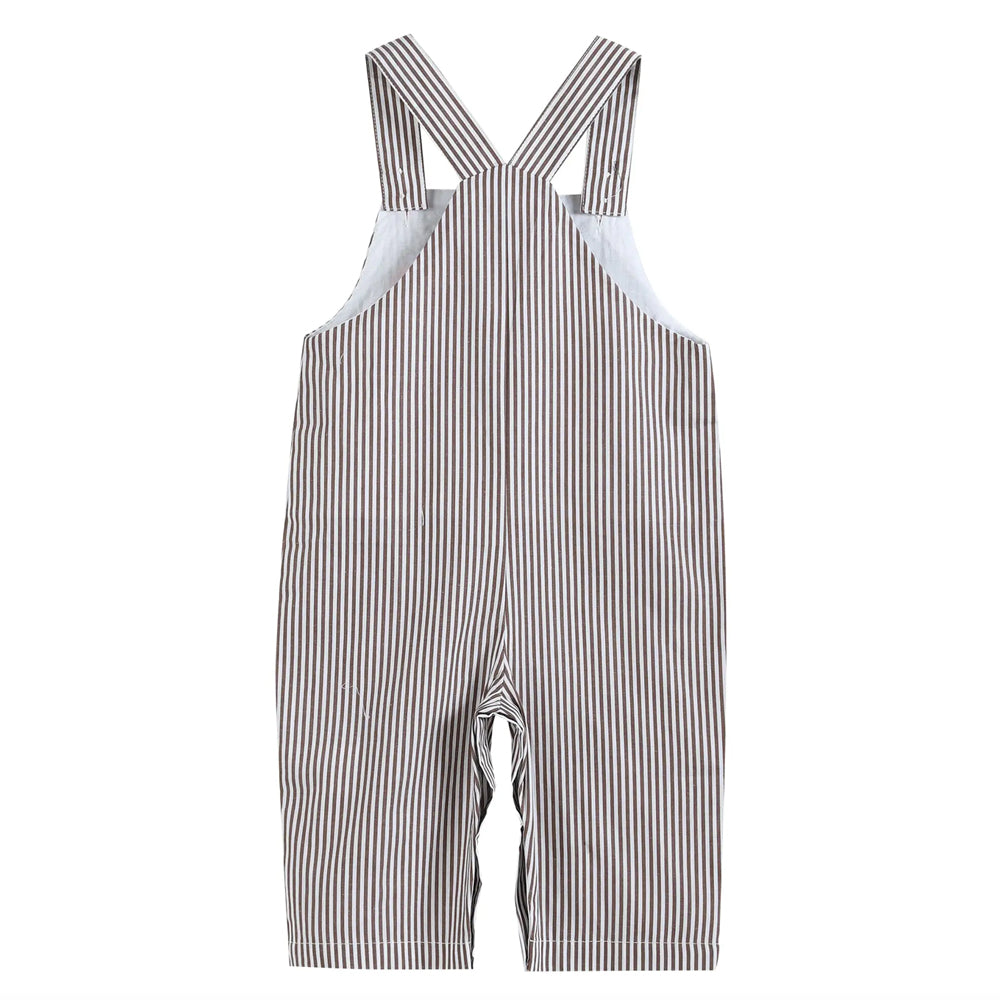 Dark Brown Stripe Overalls with Pumpkin Truck