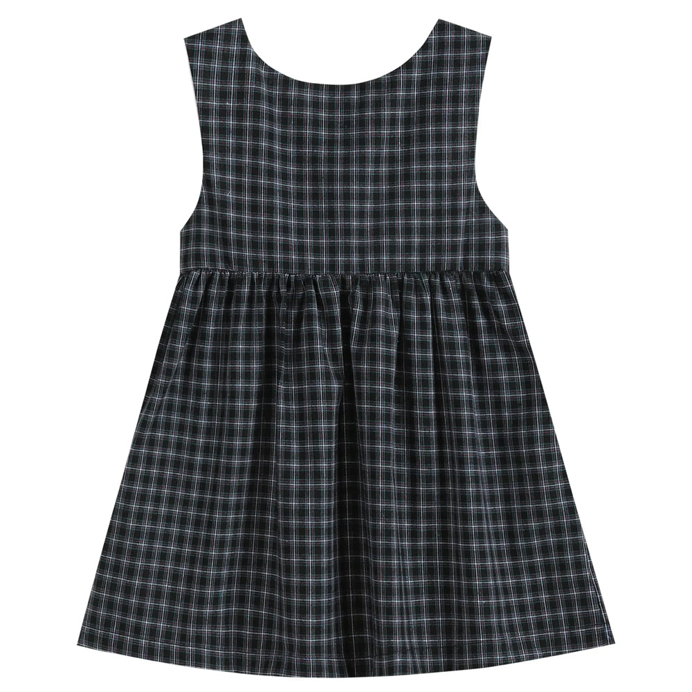 Black Checkered Plaid Christmas Tree Dress with Bow