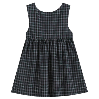 Black Checkered Plaid Christmas Tree Dress with Bow