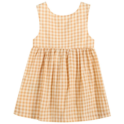 Orange Gingham Pumpkin Dress with Orange Dot Bow