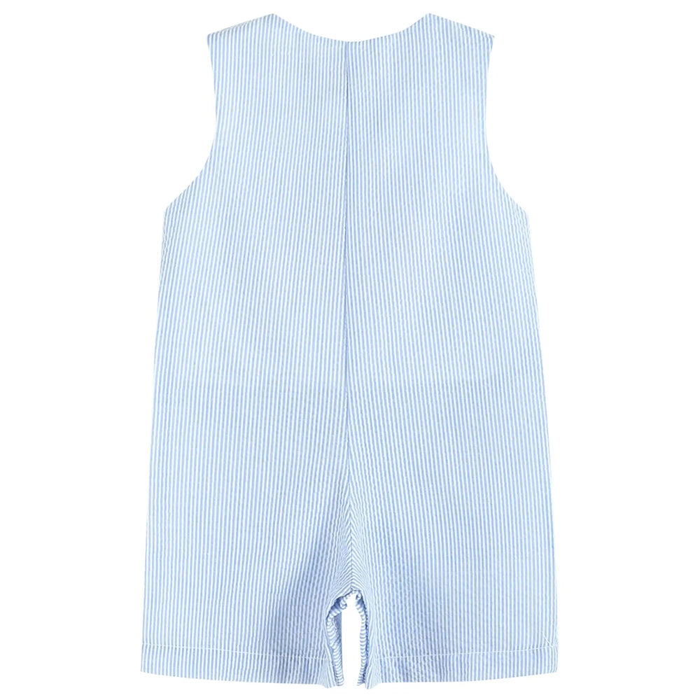 Blue Seersucker Pumpkin Shortalls
