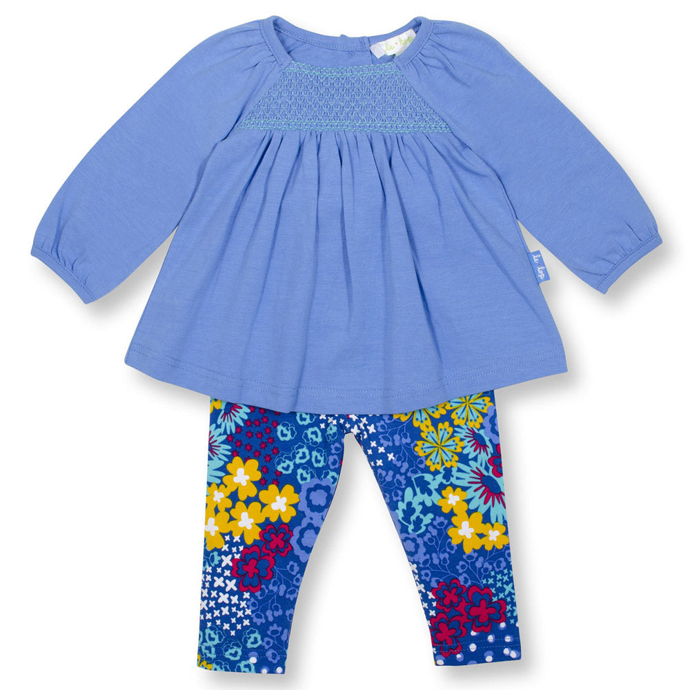 Periwinkle Top with Smocking Leggings