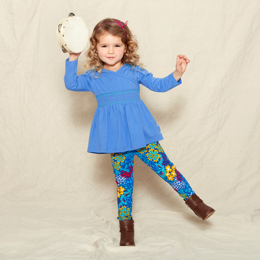 Periwinkle Top with Smocking Leggings