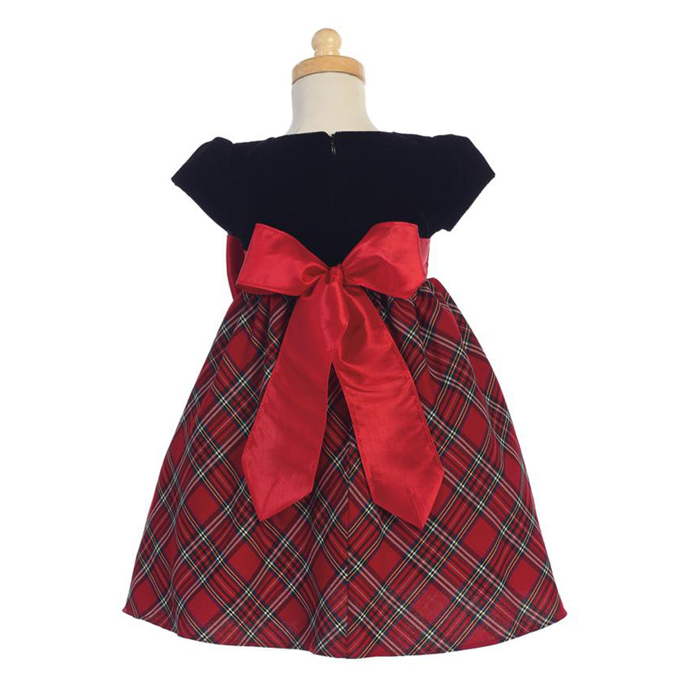 Red Plaid and Velvet Christmas Dress