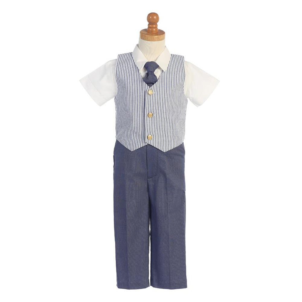 Boys Seersucker Vest Pant Set