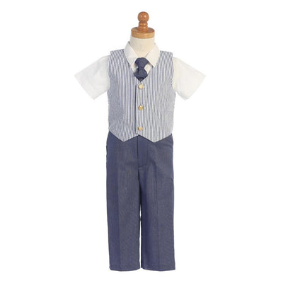 Boys Seersucker Vest Pant Set