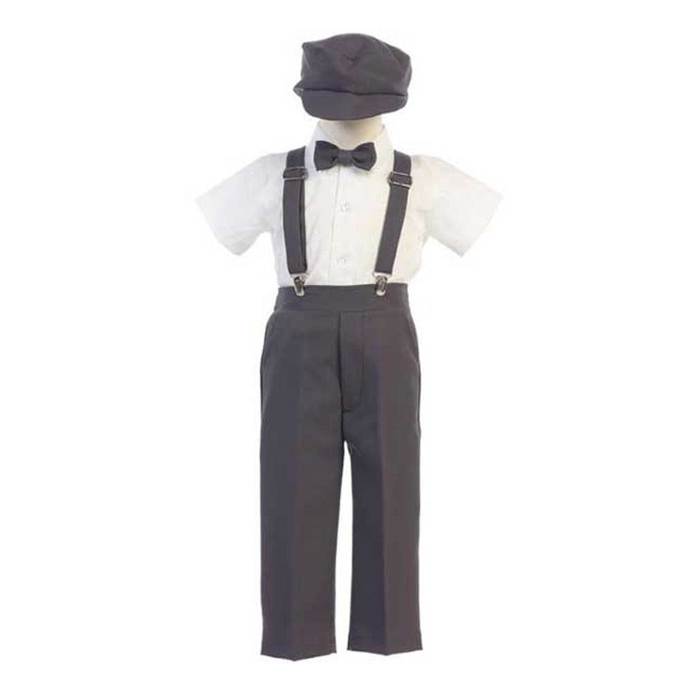 Boys Suspender Pant Set & Hat