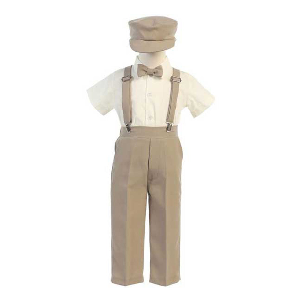 Boys Suspender Pant Set & Hat