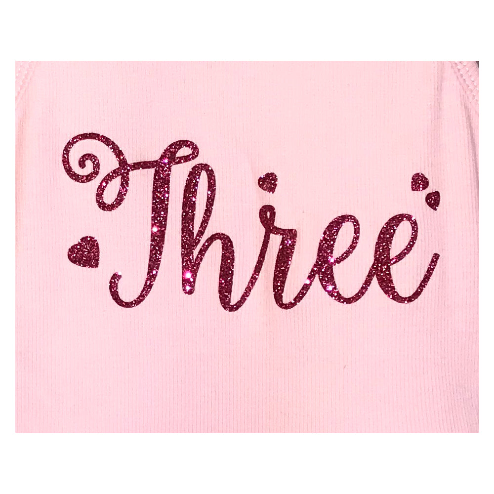 One, Two, Three and Four Pink Hearts Birthday Dress