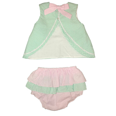 Bunny Applique Mint & Pink Bloomer Set