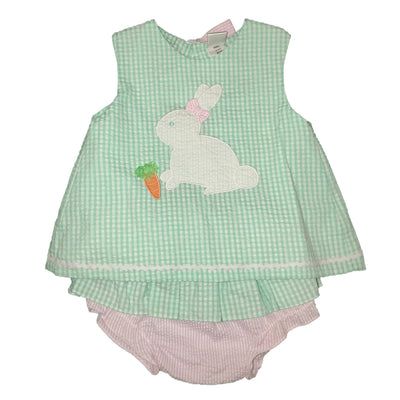 Bunny Applique Mint & Pink Bloomer Set