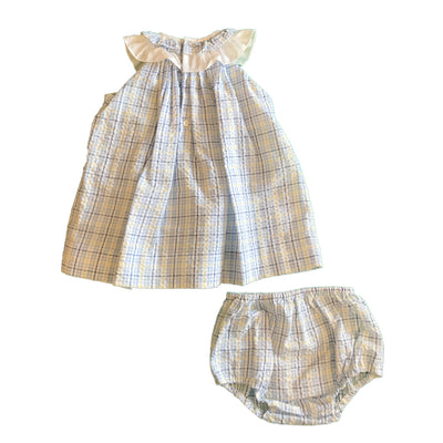 Baby and Toddler Girls Blue Plaid Sailboat Dress