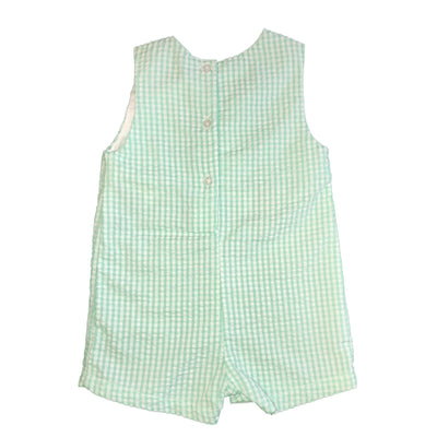 Baby Boys Green Bunny Applique Shortall