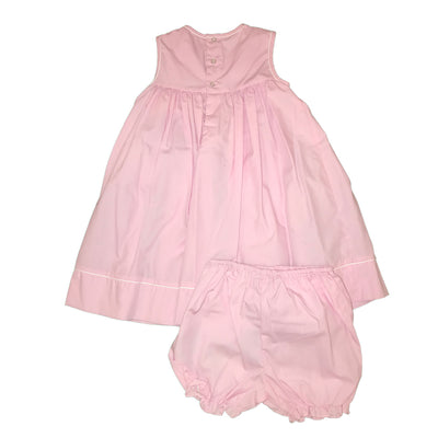 Baby Girls Pink Smocked Embellished Dress and Bloomer Set