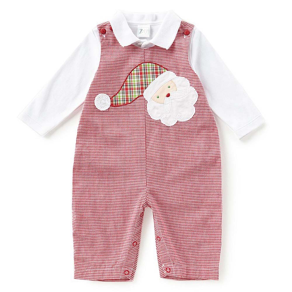 Baby Boys Santa Applique Overall Set