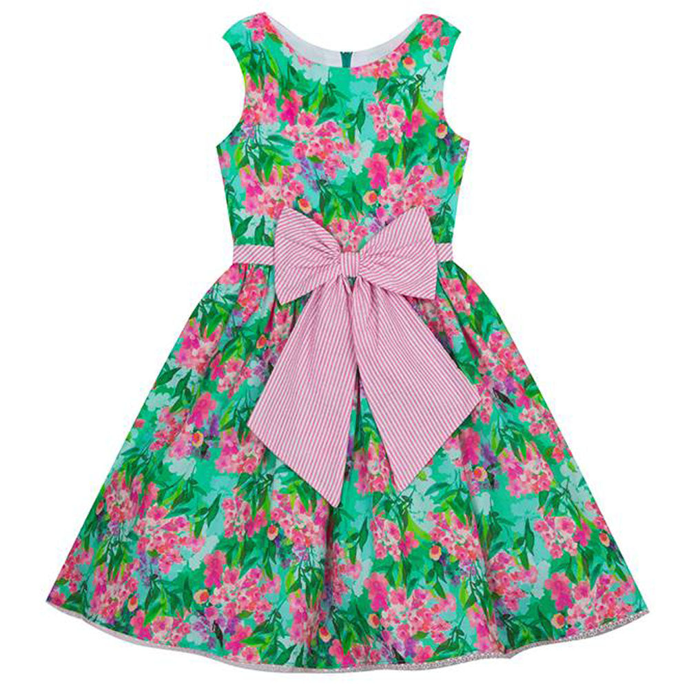 Toddler and Little Girls 2T-6X Floral Print Dress with Seersucker Bow
