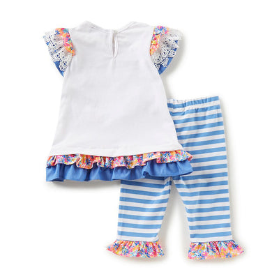 White Floral Bunny Top and Legging Set