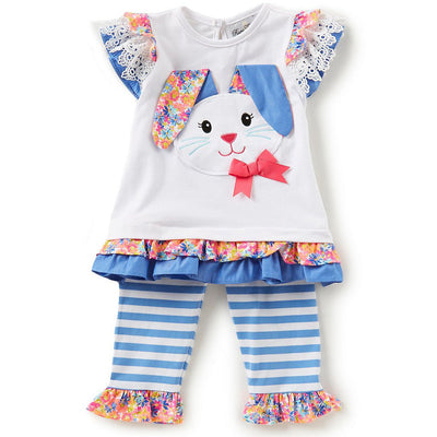 White Floral Bunny Top and Legging Set