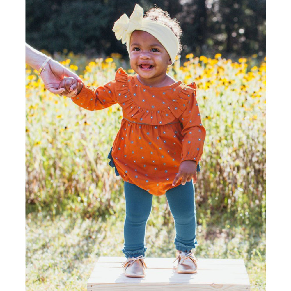 Spiced Clove Ruffled Bubble Romper