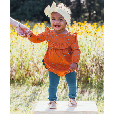 Spiced Clove Ruffled Bubble Romper