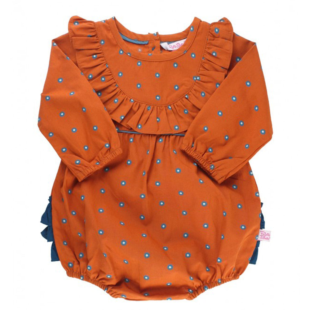 Spiced Clove Ruffled Bubble Romper