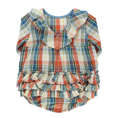Miller Plaid V-Back Bubble Romper