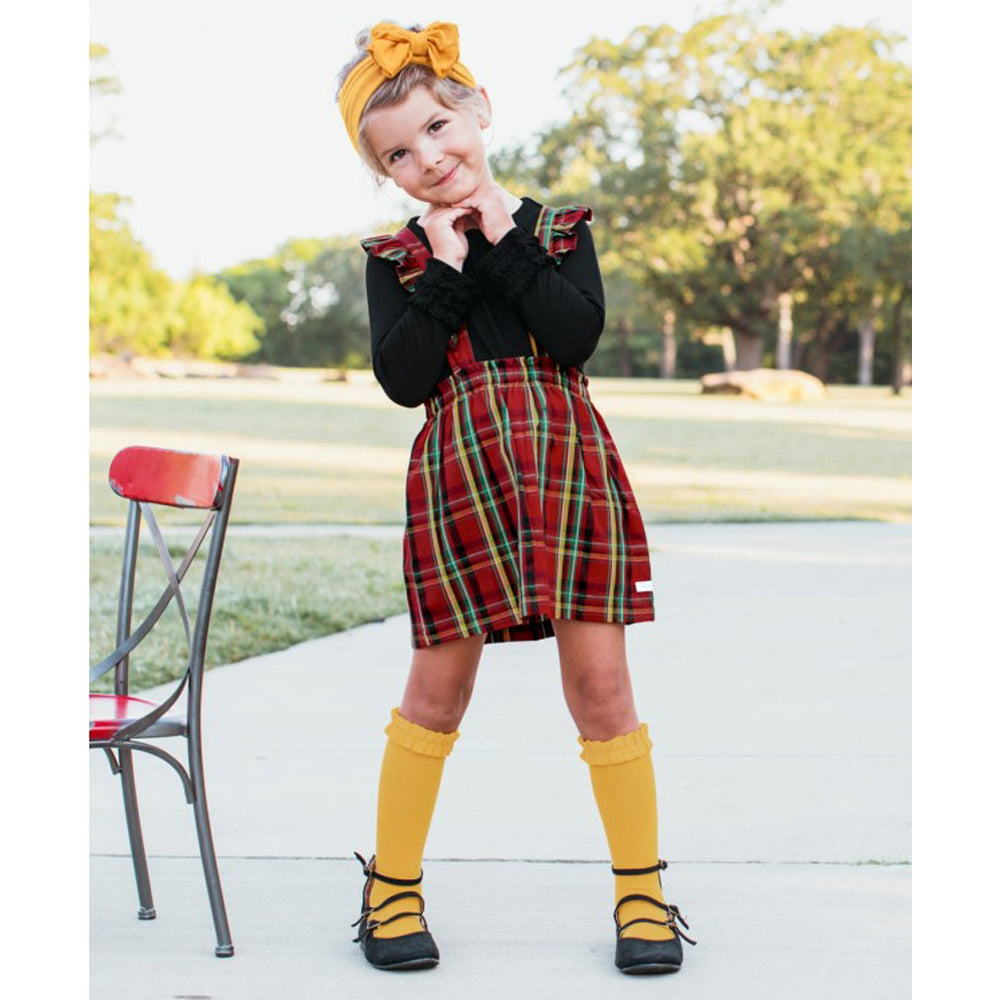 Remington Plaid Ruffle Strap Skirt