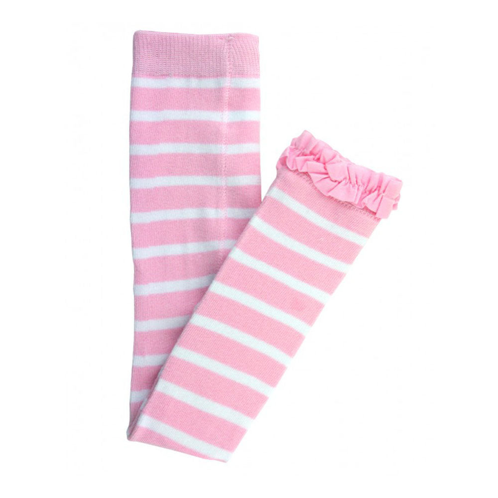 Pink Stripe Footless Ruffle Tights