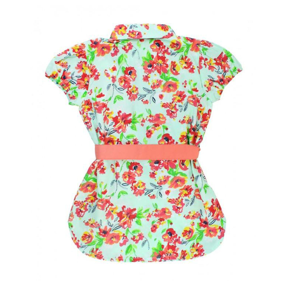 Painted Flowers Shirt Dress