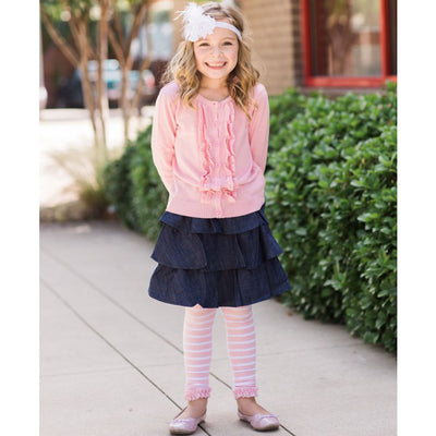 Ruffled Denim Bow Skirt