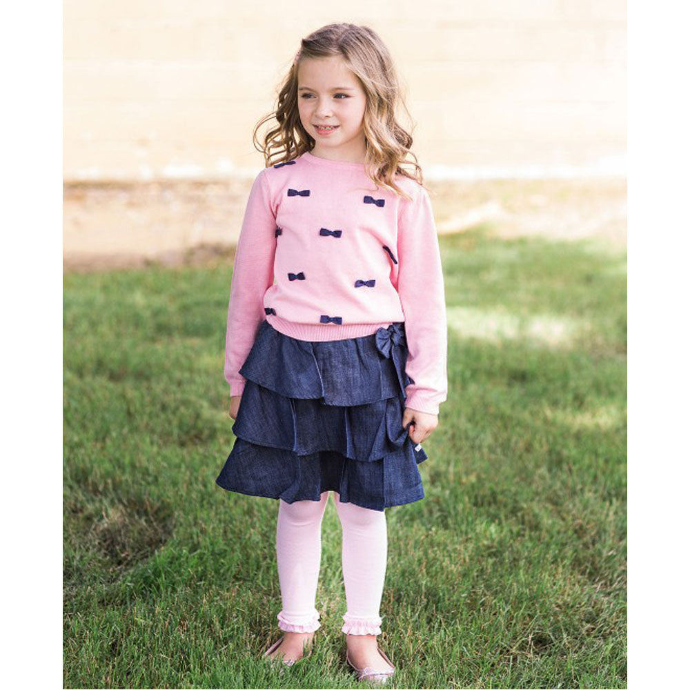 Ruffled Denim Bow Skirt