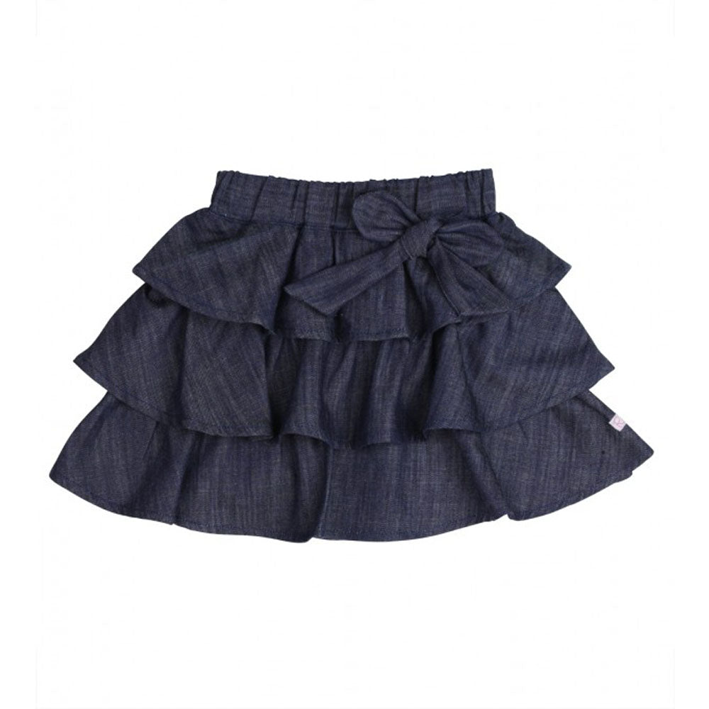 Ruffled Denim Bow Skirt