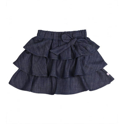 Ruffled Denim Bow Skirt