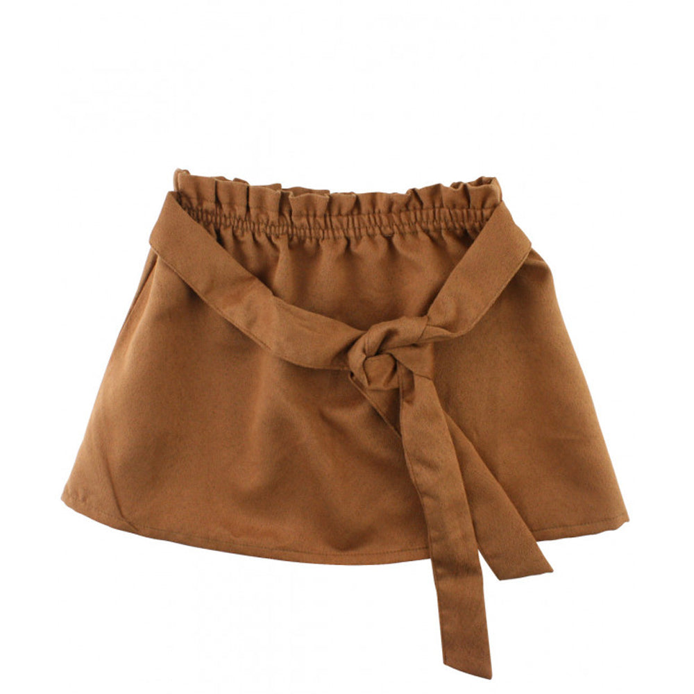 Tan Faux Suede Paperbag Skirt