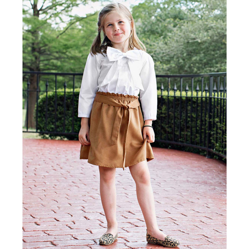 Tan Faux Suede Paperbag Skirt